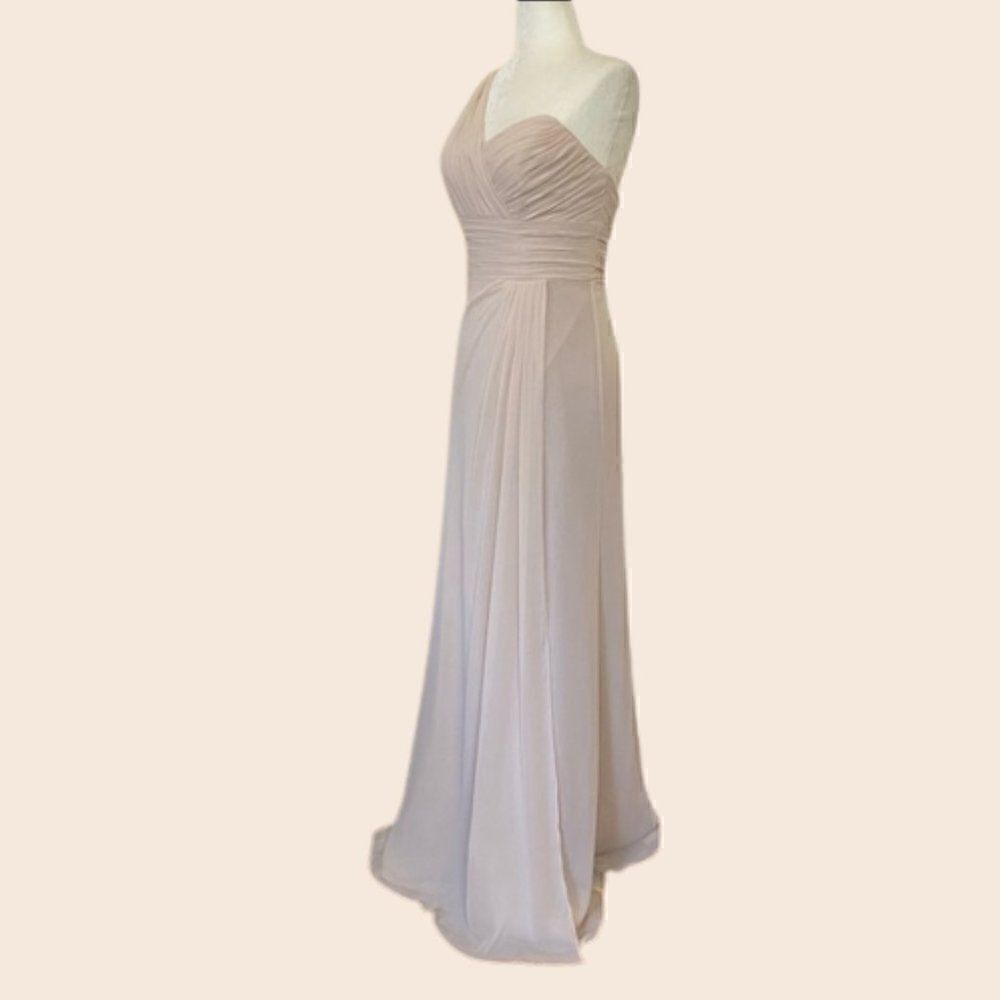 Watters & Watters Bare Pink / Nude Ruched Maxi Gown Size 2 - Picture 2 of 13